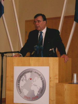 Geir H. Haarde, forsætisráðherra, á opnunarmálþingi í Háskóla Íslands